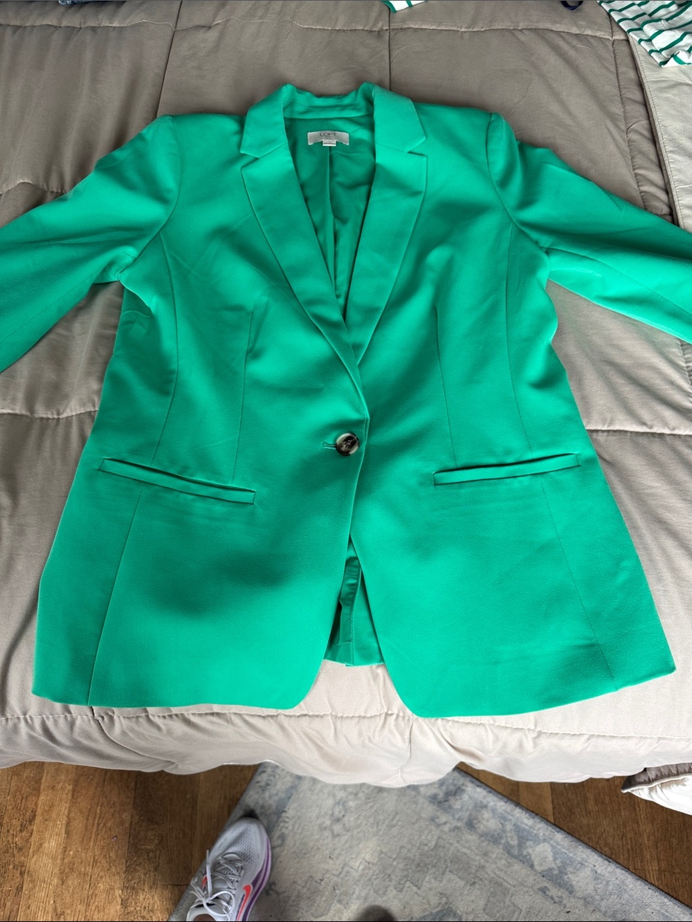 LOFT Outlet Emerald Green Single-Button Blazer